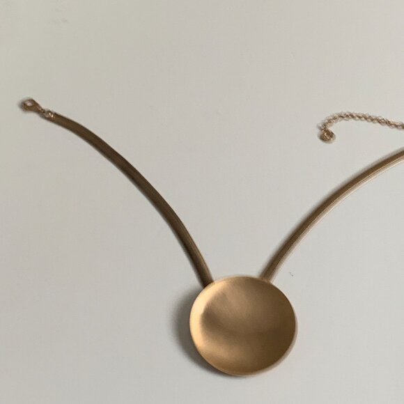 Vintage Gold-Tone Statement Necklace – 17” Snake Chain with Large Round Pendant - Picture 3 of 13